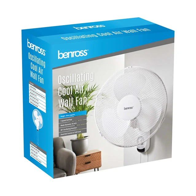 Wall-fan-16in-Oscillating-BENROSS-Packed-Merch-&-Carter Buy at Merch & Carter, BENROSS wall mounted oscillating fan.