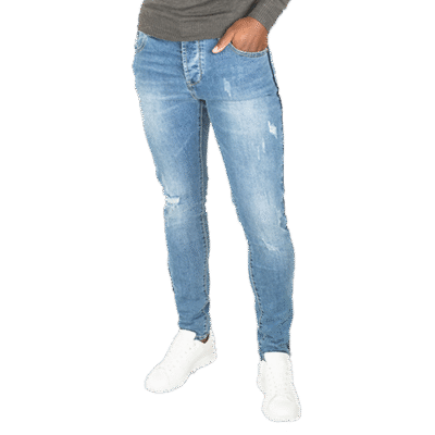 Blue Distressed Ripped Denim Jeans