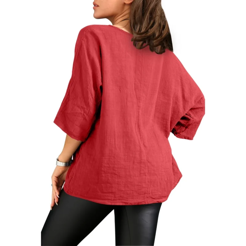 Merch-&-Carter-Online-Marketplace-shopping-Necklace-Top-Plain-Tunic-100%- Cotton-Red-Rear Merch-&-Carter-Online-Marketplace-shopping-Necklace-Top-Plain-Tunic-100%- Cotton-Red