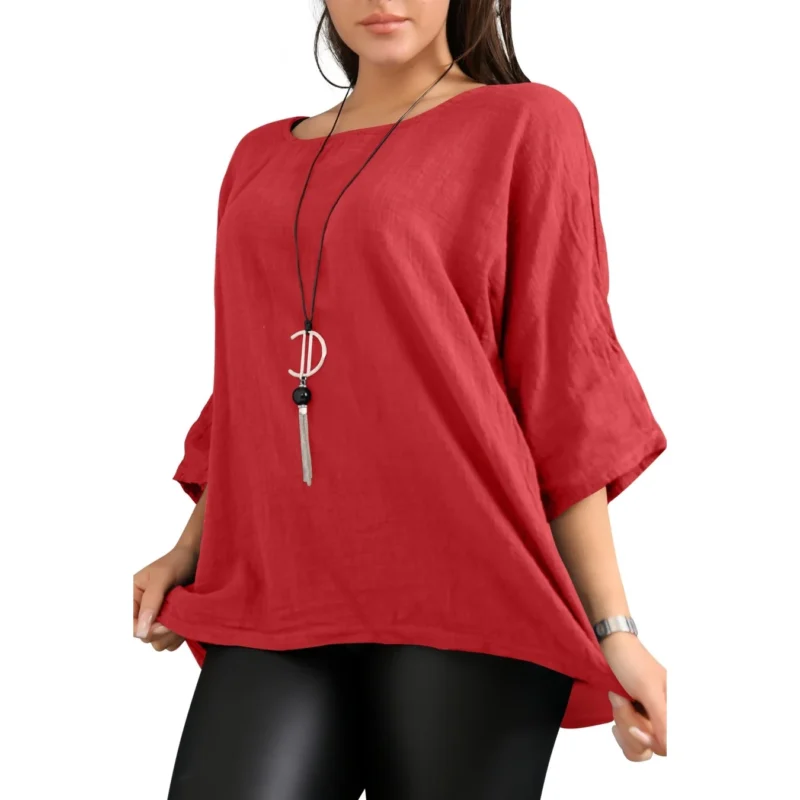 Merch-&-Carter-Online-Marketplace-shopping-Necklace-Top-Plain-Tunic-100%- Cotton-Red-Side Merch-&-Carter-Online-Marketplace-shopping-Necklace-Top-Plain-Tunic-100%- Cotton-Red