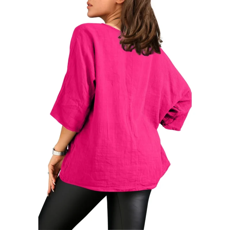 Merch-&-Carter-Online-Marketplace-shopping-Necklace-Top-Plain-Tunic-100%- Cotton-Rose-Pink-Rear Merch-&-Carter-Online-Marketplace-shopping-Necklace-Top-Plain-Tunic-100%- Cotton-Rose-Pink